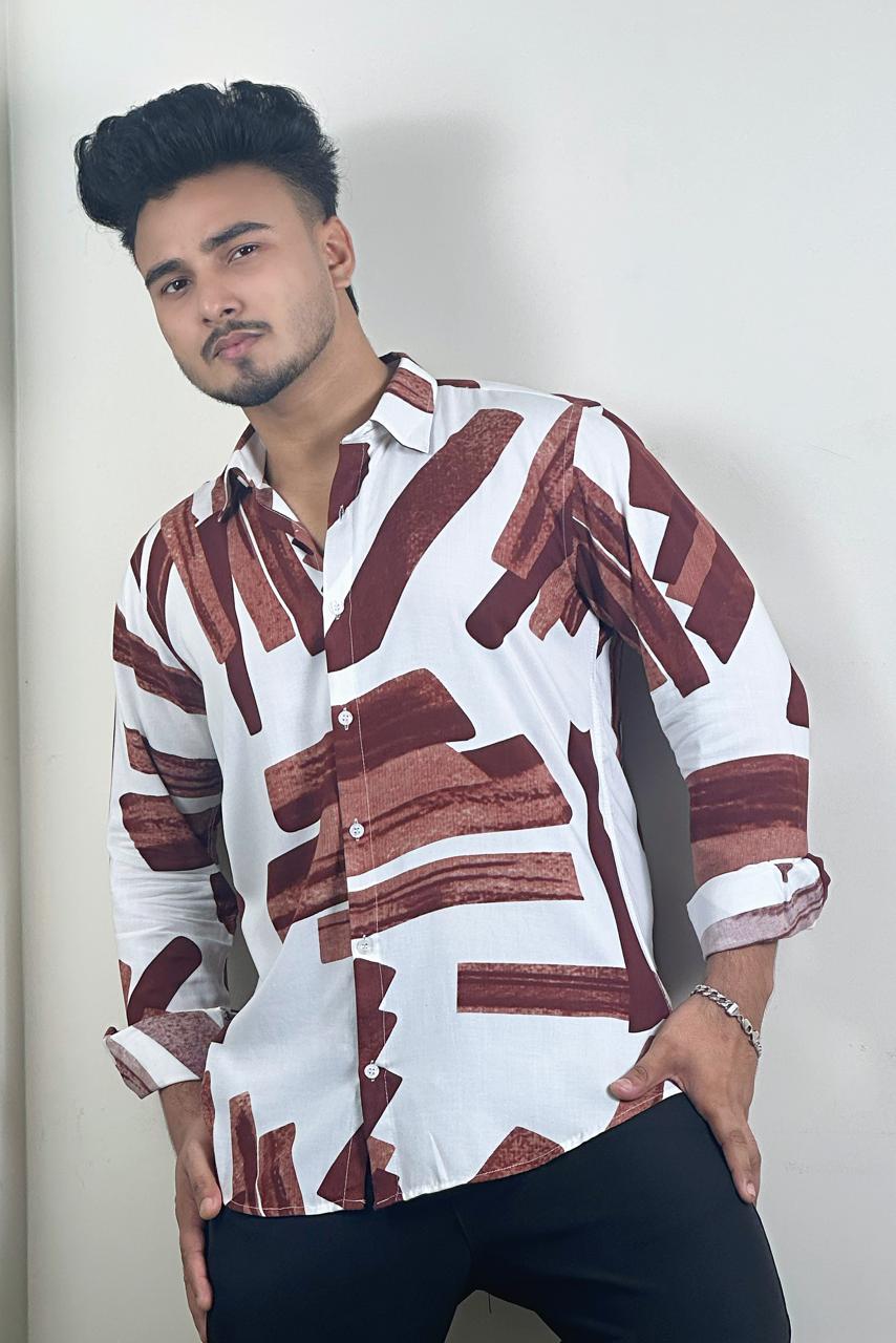 চকলেট কালার প্রিন্টেড শার্ট